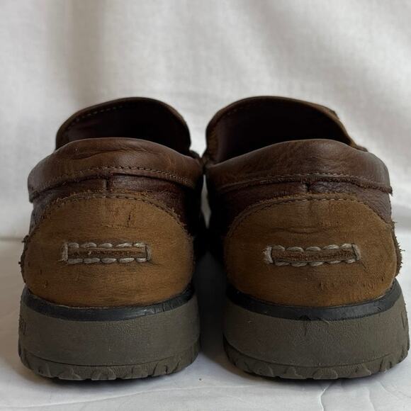 LL Bean All Week Moc Slippers Brown Leather Fur Lined Slip On Shoe Mens Sz 10 - Picture 4 of 9